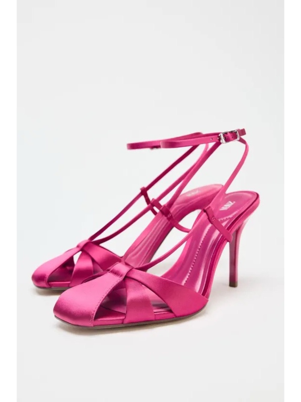 ZARA Fuchsia Satin High Heel Sandals